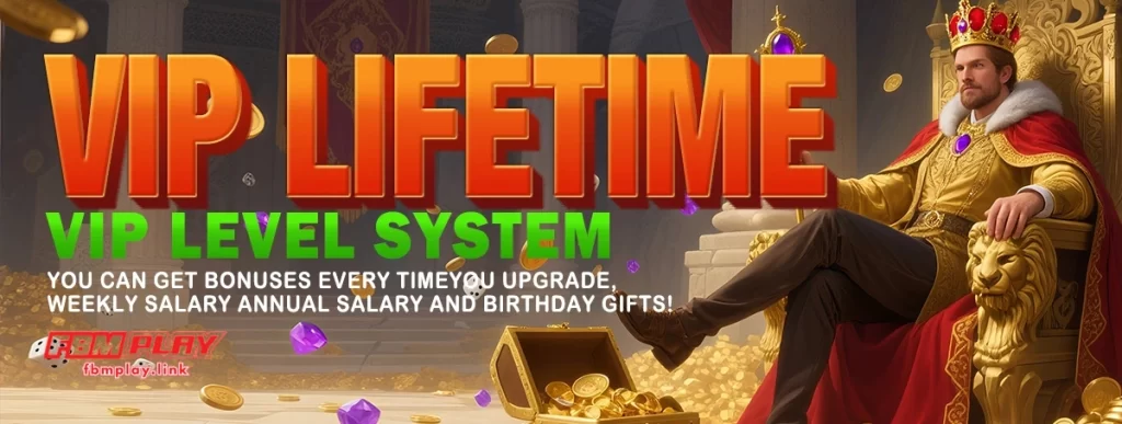 FBMPLAY online casino slot lobby with glowing reels, bonus icons, and digital interface